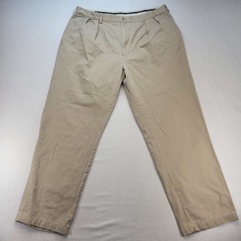 Polo Ralph Lauren Andrew Pant Mens 42x32 Tan Khaki Pleated Chino Cotton Twill